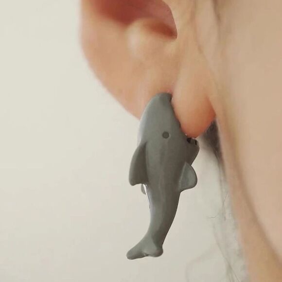 3for$20 1pair Cute & Unique Funny Design Shark Bite Ear Studs - Picture 1 of 2